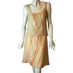 NEW GENNY women's silk top and skirt combo in geometric